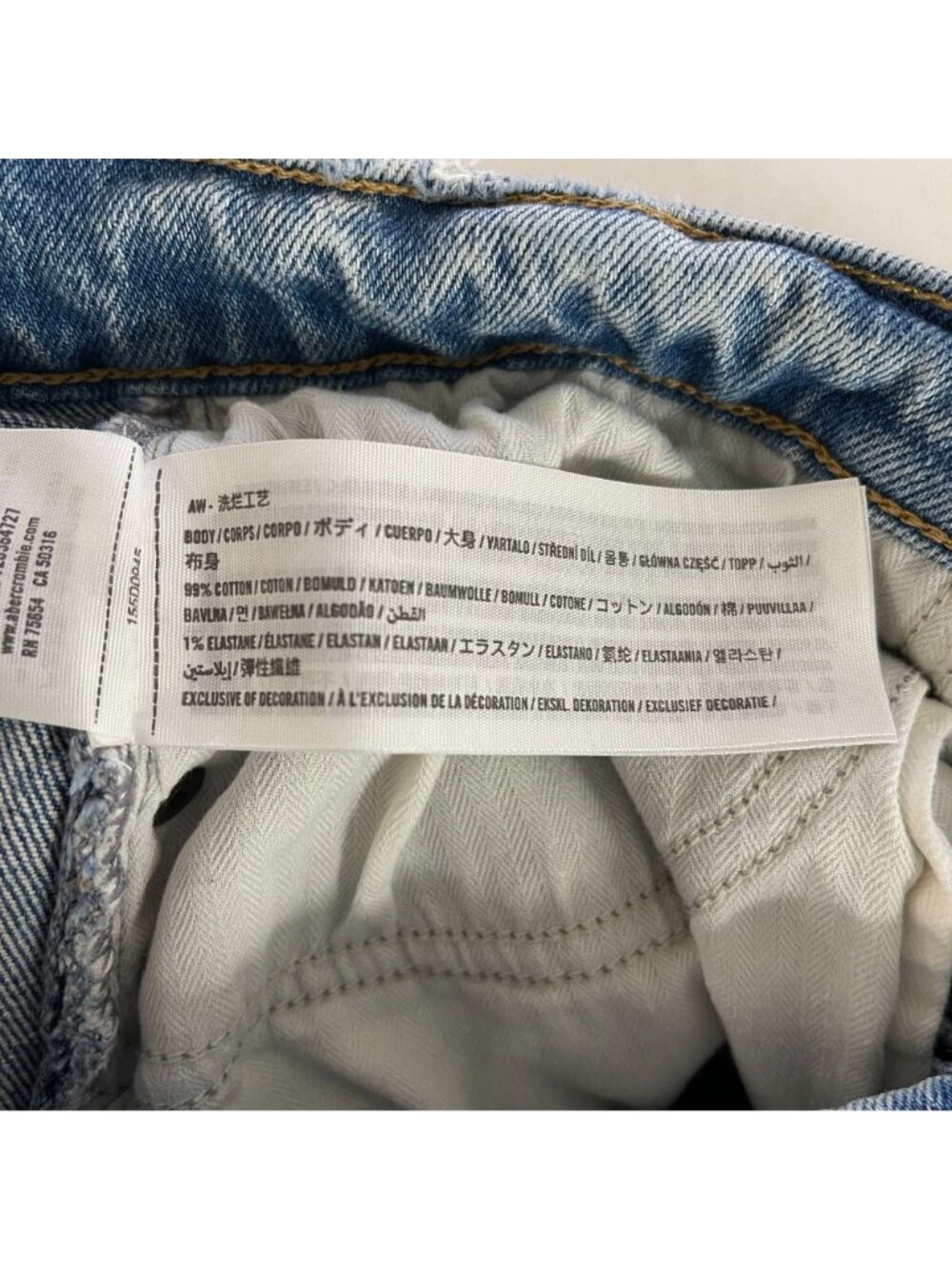 Abercrombie & Fitch 4/27 90s Straight Ultra High Rise Distressed Blue Denim Jean - Picture 9 of 12